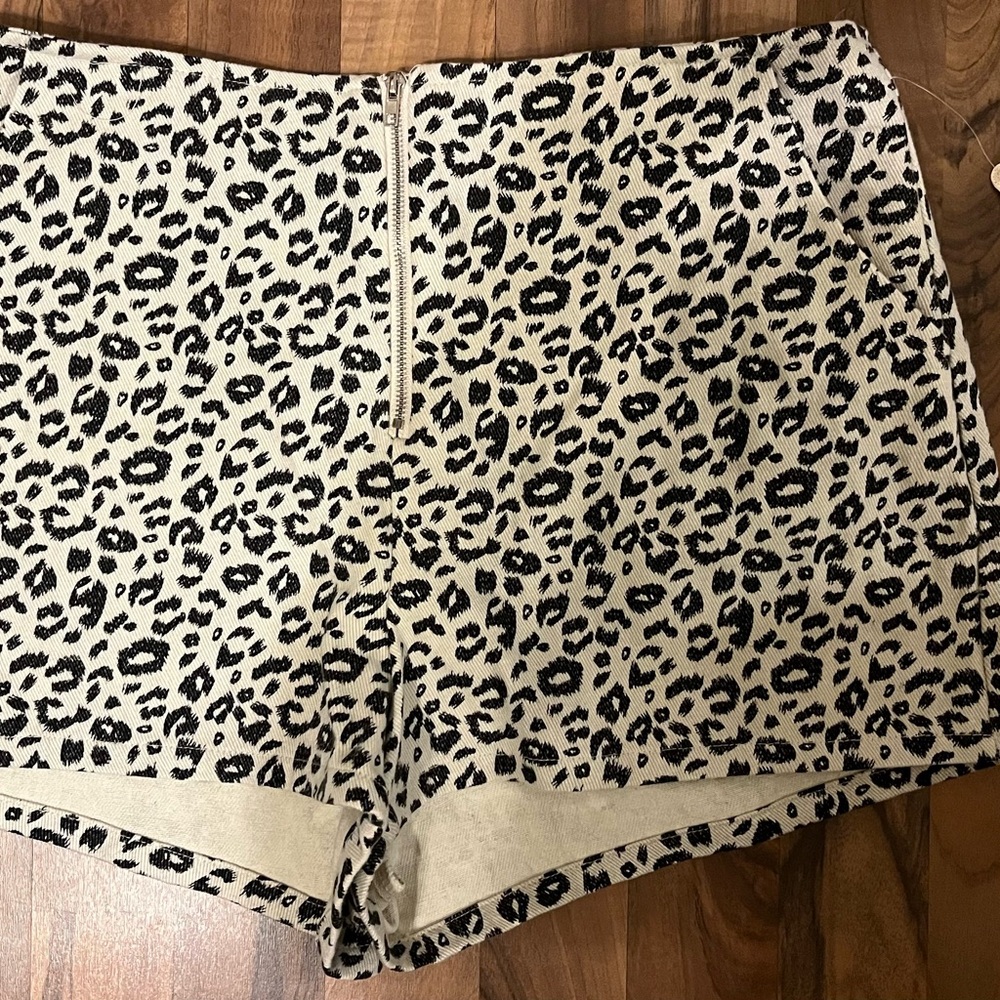 Altar'd State Leopard Print High Waist Shorts - Black and Tan